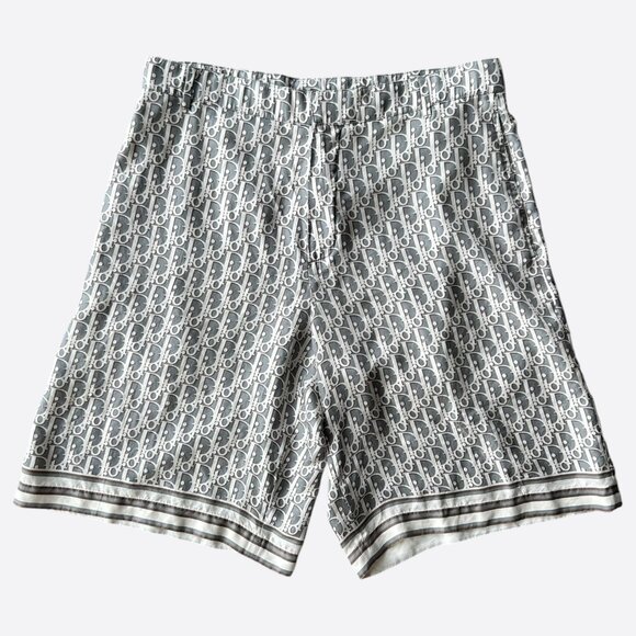 Dior Grey Oblique Silk Shorts - Picture 1 of 5